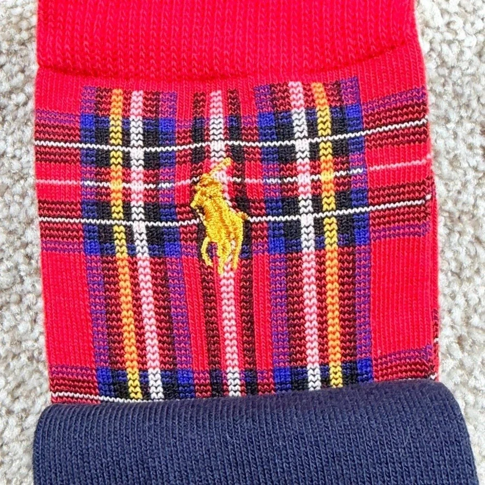 Polo Ralph Lauren 3 Pack Boys Polo Bear Plaid Crew Socks Size 9-11 Shoe 4-10 NEW